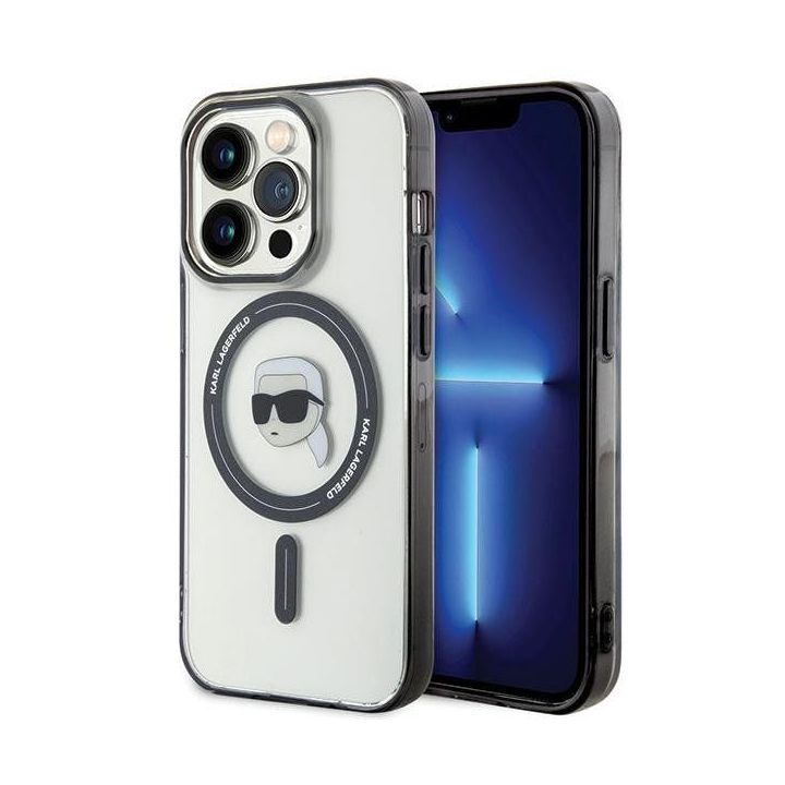 Karl Lagerfeld IML Karl's Head MagSafe dėklas iPhone 15 Pro Max - skaidrus