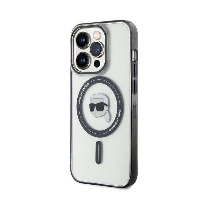 Karl Lagerfeld IML Karl's Head MagSafe dėklas iPhone 15 Pro Max - skaidrus