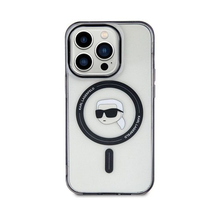 Karl Lagerfeld IML Karl's Head MagSafe dėklas iPhone 15 Pro Max - skaidrus