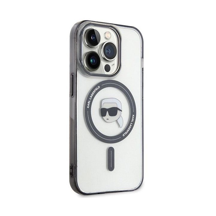 Karl Lagerfeld IML Karl's Head MagSafe dėklas iPhone 15 Pro Max - skaidrus