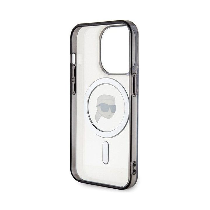 Karl Lagerfeld IML Karl's Head MagSafe dėklas iPhone 15 Pro Max - skaidrus
