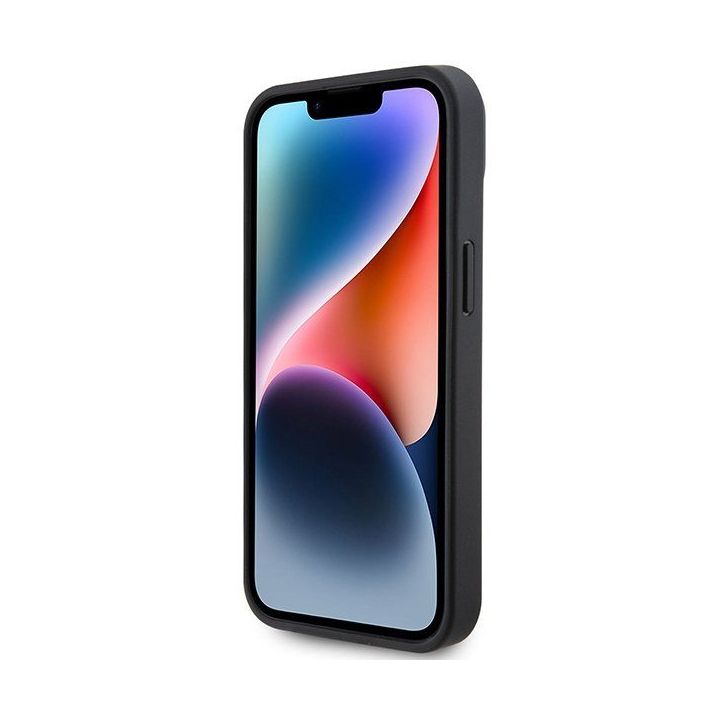 AMG Leather Debossed Lines dėklas iPhone 15 Plus - juodas