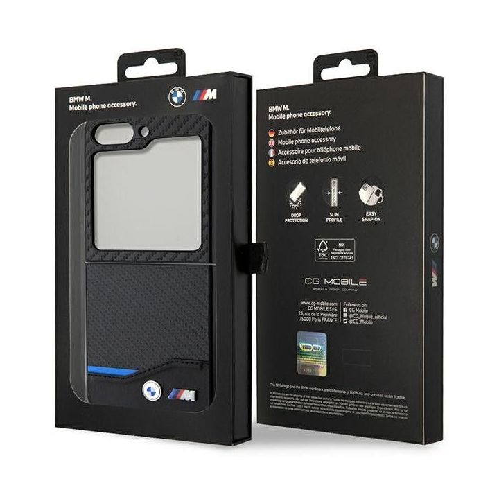 BMW odinis anglies dvideginio dėklas Samsung Galaxy Z Flip 5 - juodas