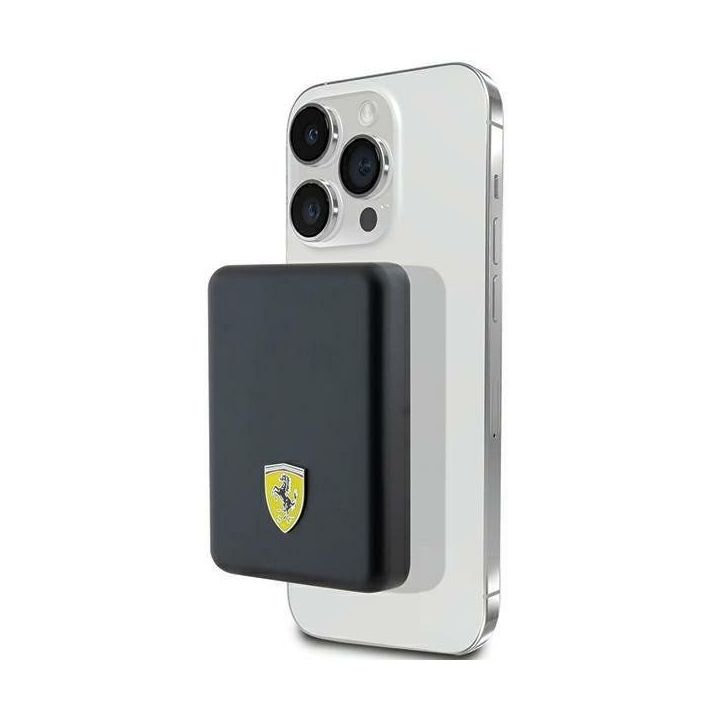 Powerbank Ferrari metalinis logotipas MagSafe 15W 5000mAh - juodas