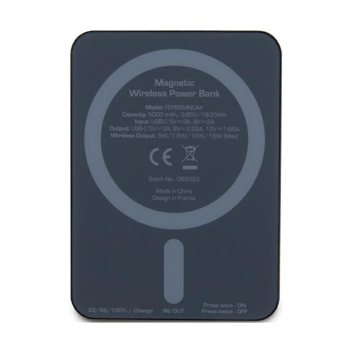 Powerbank Ferrari metalinis logotipas MagSafe 15W 5000mAh - juodas