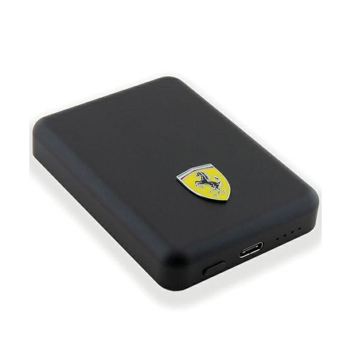 Powerbank Ferrari metalinis logotipas MagSafe 15W 5000mAh - juodas