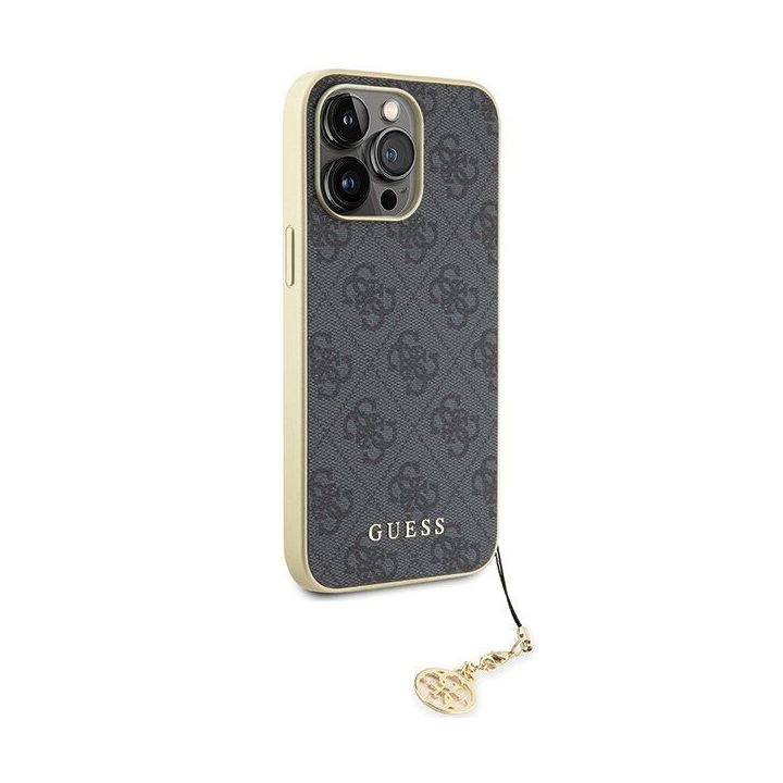 Guess 4G Charms Collection dėklas iPhone 15 Pro Max - pilkas