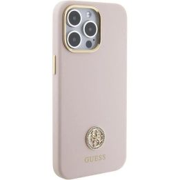 Guess silikoninis dėklas su logotipu Strass 4G , skirtas iPhone 15 Pro Max - rožinis