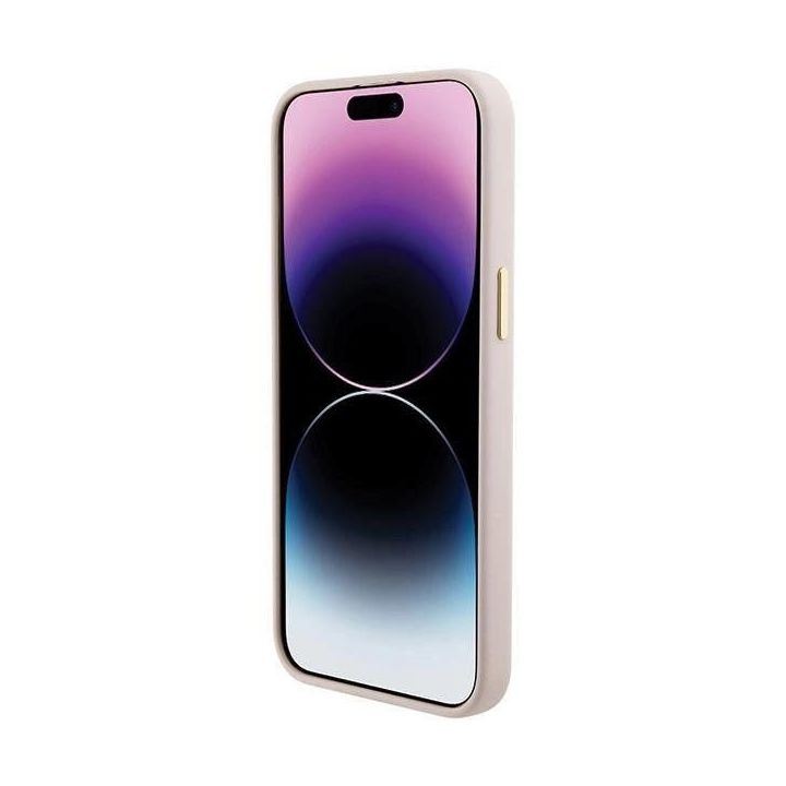 Guess silikoninis dėklas su logotipu Strass 4G , skirtas iPhone 15 Pro Max - rožinis