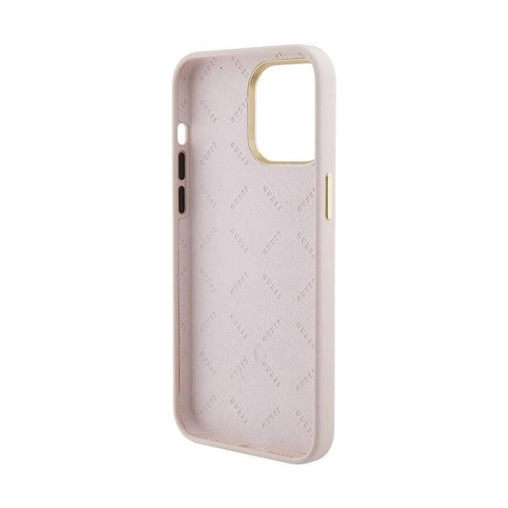 Guess silikoninis dėklas su logotipu Strass 4G , skirtas iPhone 15 Pro Max - rožinis