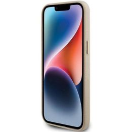 Guess blizgantis blizgus dėklas su užrašu iPhone 15 Pro Max - Auksinis