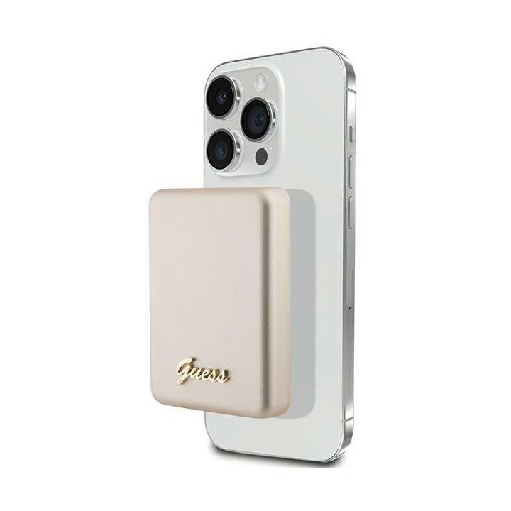 Guess MagSafe Metal Script Logo 15W 5000mAh indukcinis powerbankas - auksinis