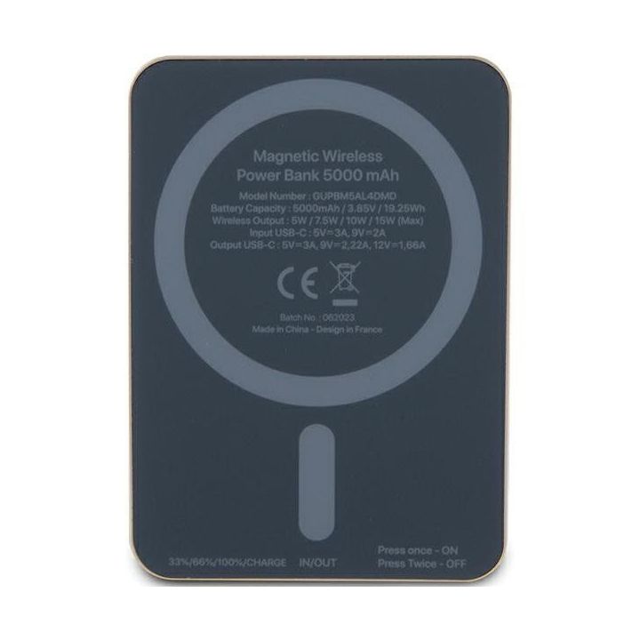 Guess MagSafe Metal Script Logo 15W 5000mAh indukcinis powerbankas - auksinis