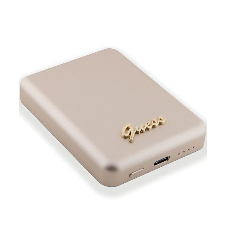 Guess MagSafe Metal Script Logo 15W 5000mAh indukcinis powerbankas - auksinis