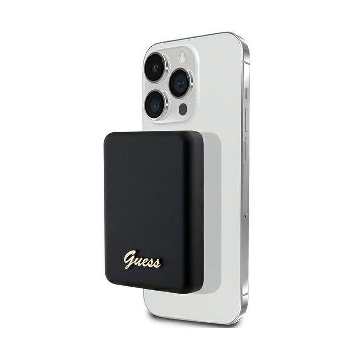 Guess MagSafe Metal Script Logo 15W 5000mAh indukcinis powerbankas - juodas