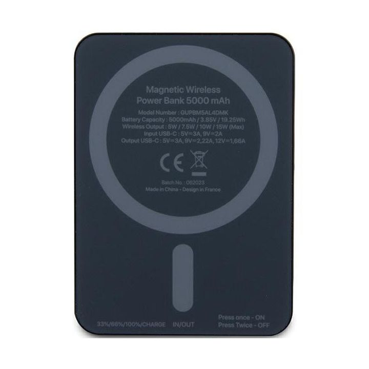 Guess MagSafe Metal Script Logo 15W 5000mAh indukcinis powerbankas - juodas