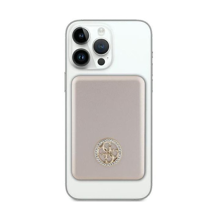 Guess MagSafe 4G Strassed Metal Logo 5W 3000mAh indukcinis maitinimo šaltinis - auksinis