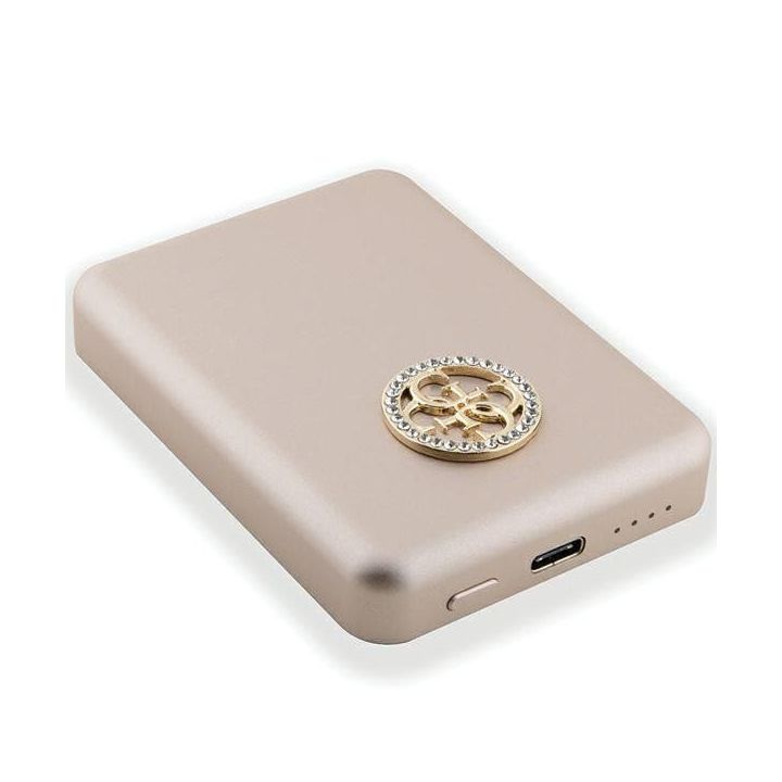 Guess MagSafe 4G Strassed Metal Logo 5W 3000mAh indukcinis maitinimo šaltinis - auksinis
