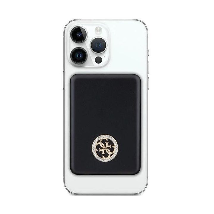 Guess MagSafe 4G Strassed Metal Logo 5W 3000mAh indukcinis powerbankas - juodas