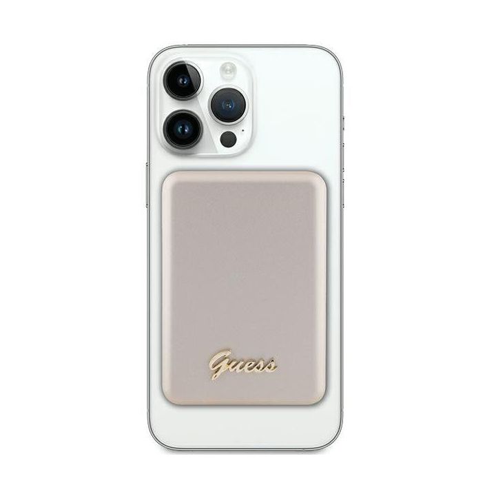 Guess MagSafe Metal Script Logo 5W 3000mAh indukcinis maitinimo šaltinis - auksinis