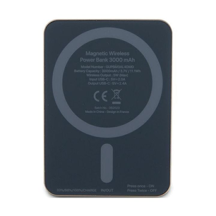 Guess MagSafe Metal Script Logo 5W 3000mAh indukcinis maitinimo šaltinis - auksinis