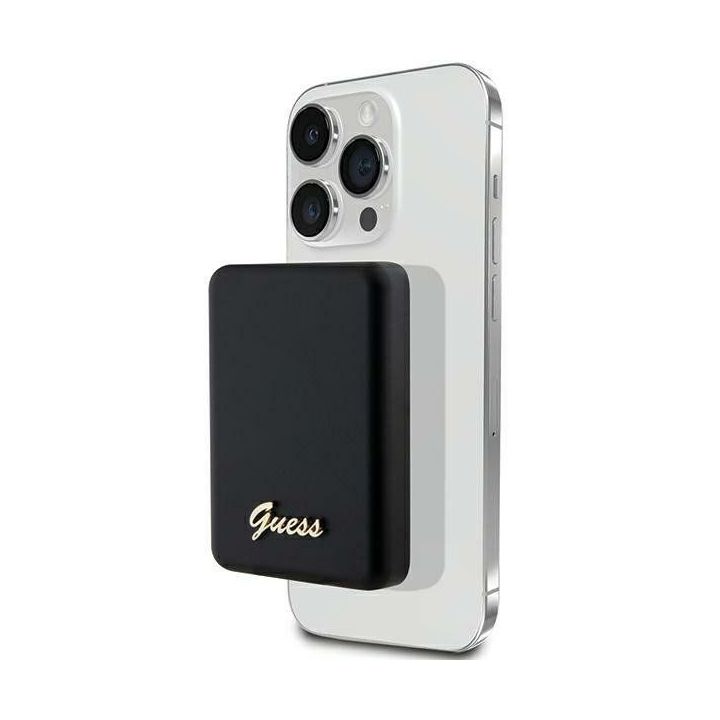 Guess MagSafe Metal Script Logo 5W 3000mAh indukcinis powerbankas - juodas