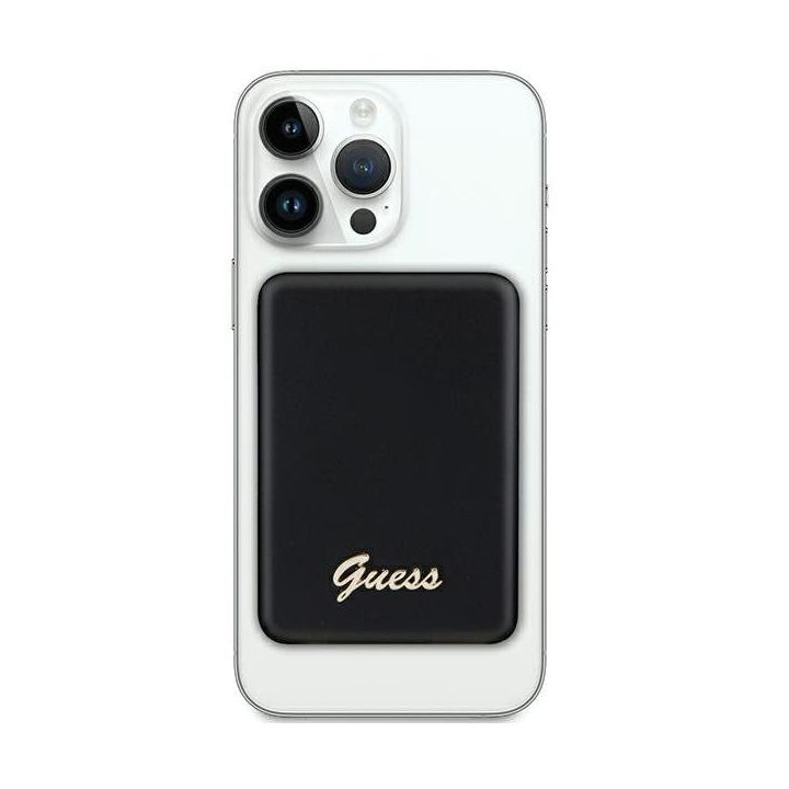 Guess MagSafe Metal Script Logo 5W 3000mAh indukcinis powerbankas - juodas