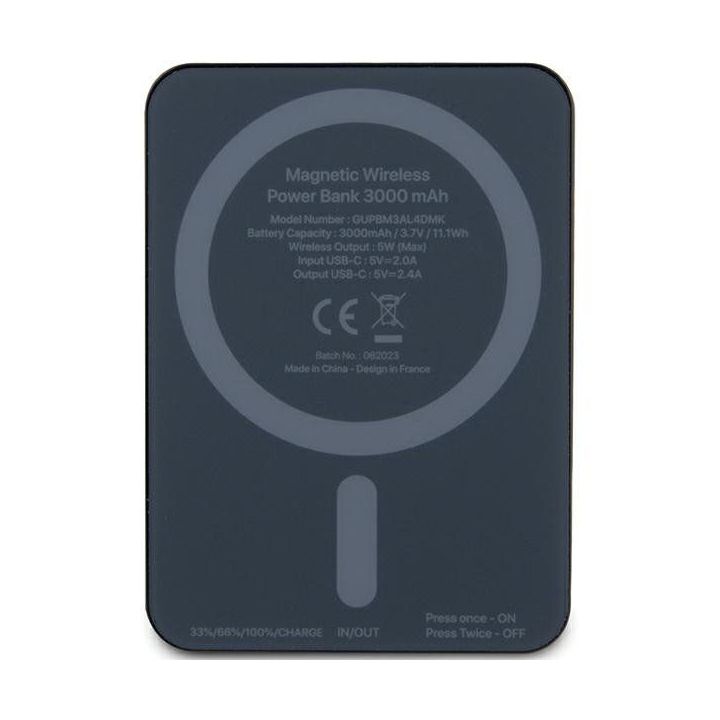 Guess MagSafe Metal Script Logo 5W 3000mAh indukcinis powerbankas - juodas