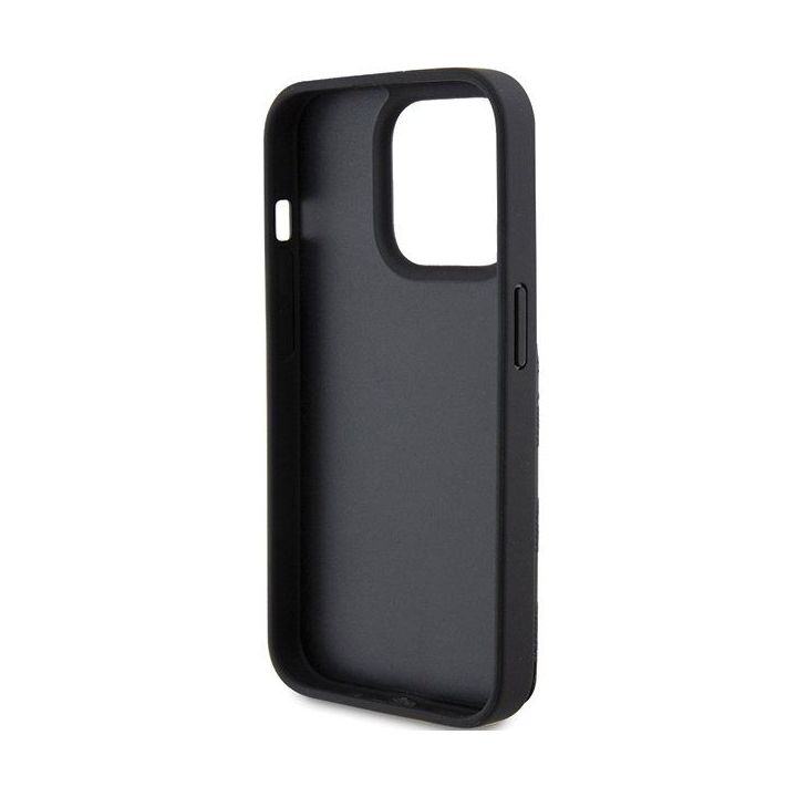 Karl Lagerfeld Saffiano Cardslots and Stand Monogram Choupette dėklas iPhone 15 Pro - juodas
