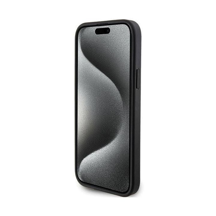 Karl Lagerfeld Saffiano Cardslot Karl&Choupette Metal Pin dėklas iPhone 15 - juodas