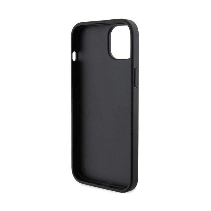 Karl Lagerfeld Saffiano Cardslot Karl&Choupette Metal Pin dėklas iPhone 15 - juodas