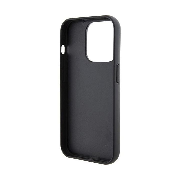 Karl Lagerfeld fiksuotas blizgučių Choupette logotipo metalinis smeigtukas iPhone 15 Pro Max dėklas - sidabrinis