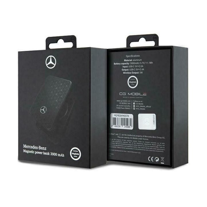 Mercedes Stars MagSafe 5W 3000mAh maitinimo blokas - juodas