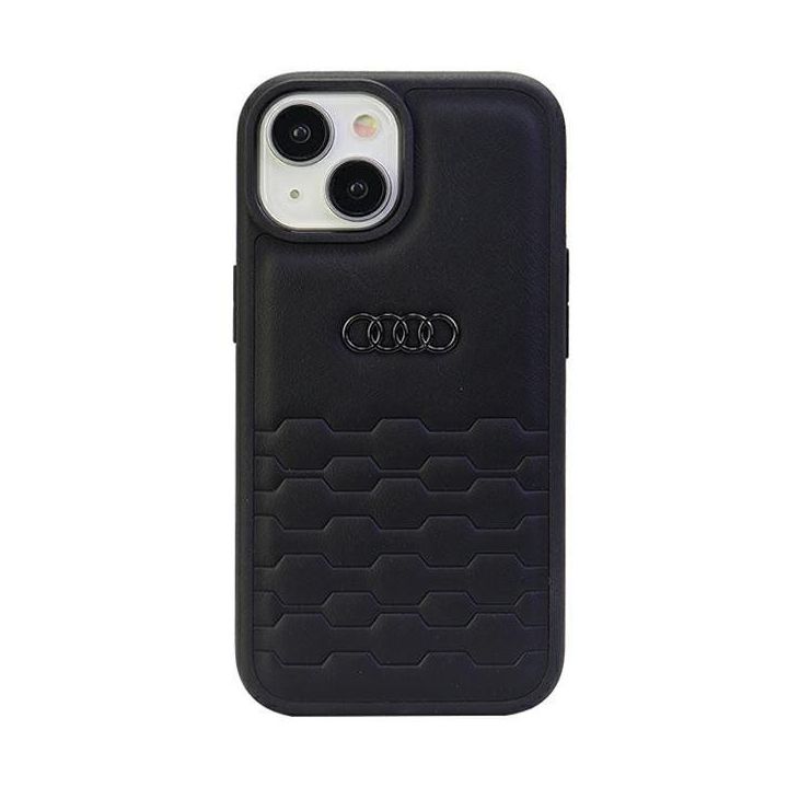 Audi GT sintetinės odos dėklas iPhone 15 Plus - juodas