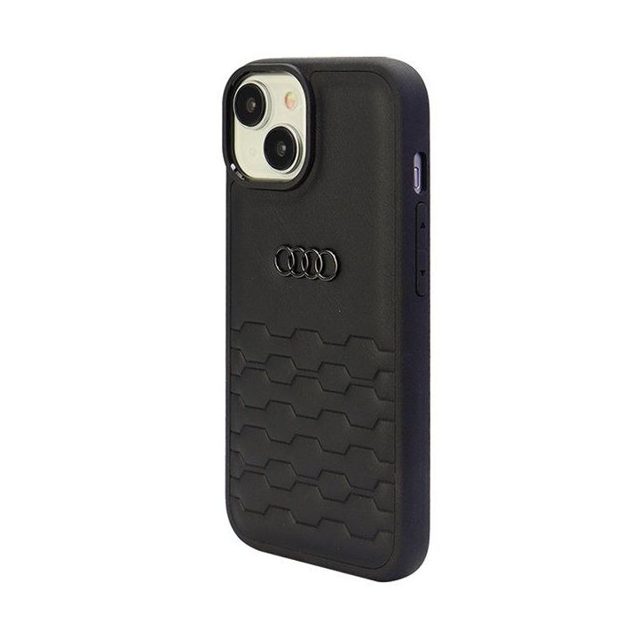 Audi GT sintetinės odos dėklas iPhone 15 Plus - juodas