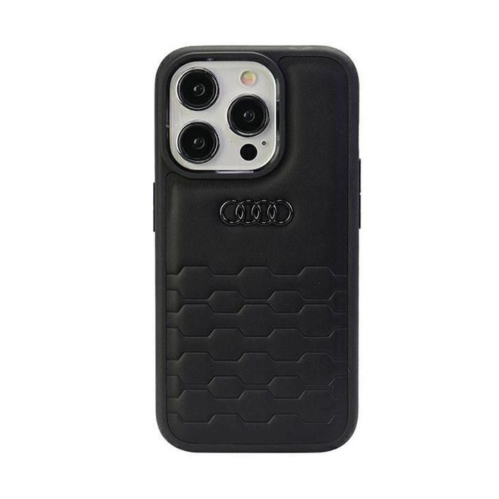 Audi GT sintetinės odos dėklas iPhone 15 Pro - juodas