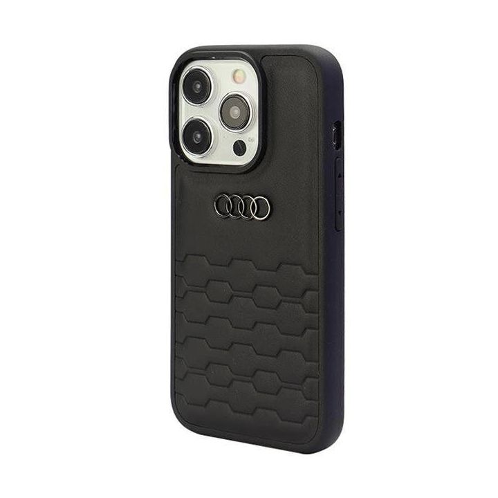Audi GT sintetinės odos dėklas iPhone 15 Pro - juodas