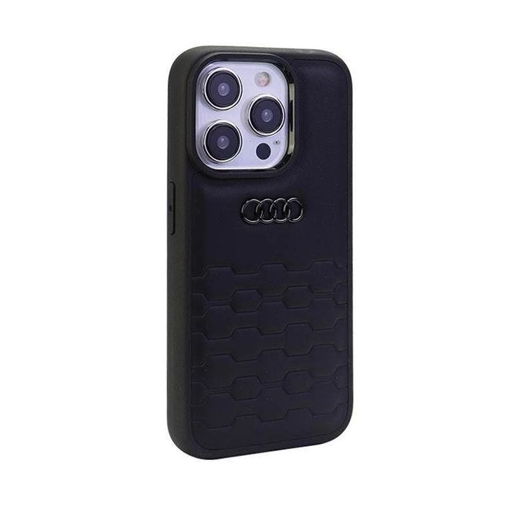 Audi GT sintetinės odos dėklas iPhone 15 Pro - juodas