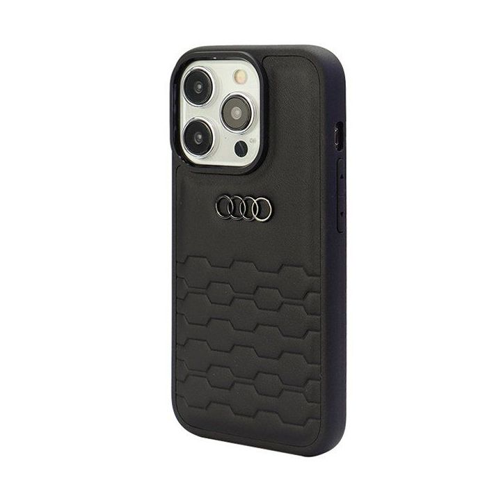 Audi GT sintetinės odos dėklas iPhone 15 Pro Max - juodas