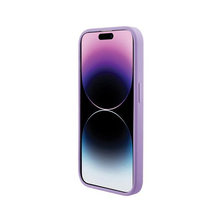 Guess Saffiano MagSafe dėklas iPhone 15 Pro - fioletine spalva