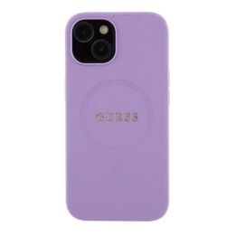 Guess Saffiano MagSafe dėklas iPhone 15 Plus - fioletine spalva