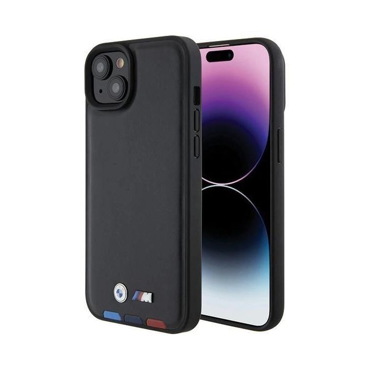 BMW odinis antspaudas iPhone 15 Plus su trispalviu antspaudu - juodos spalvos