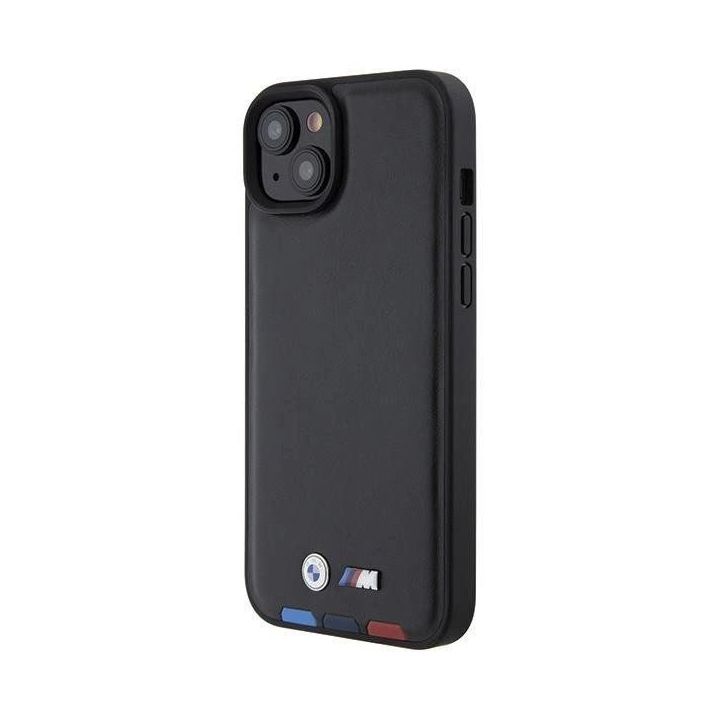 BMW odinis antspaudas iPhone 15 Plus su trispalviu antspaudu - juodos spalvos