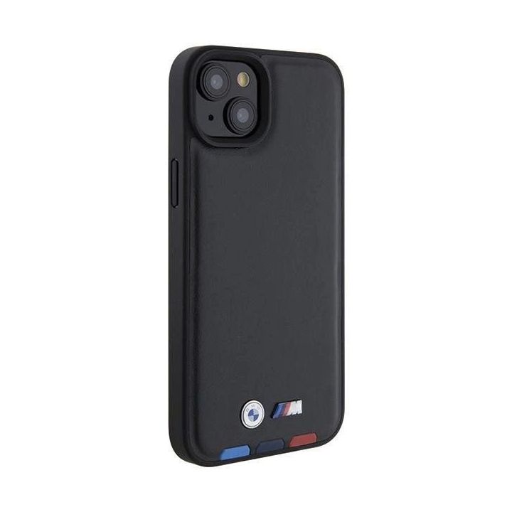 BMW odinis antspaudas iPhone 15 Plus su trispalviu antspaudu - juodos spalvos