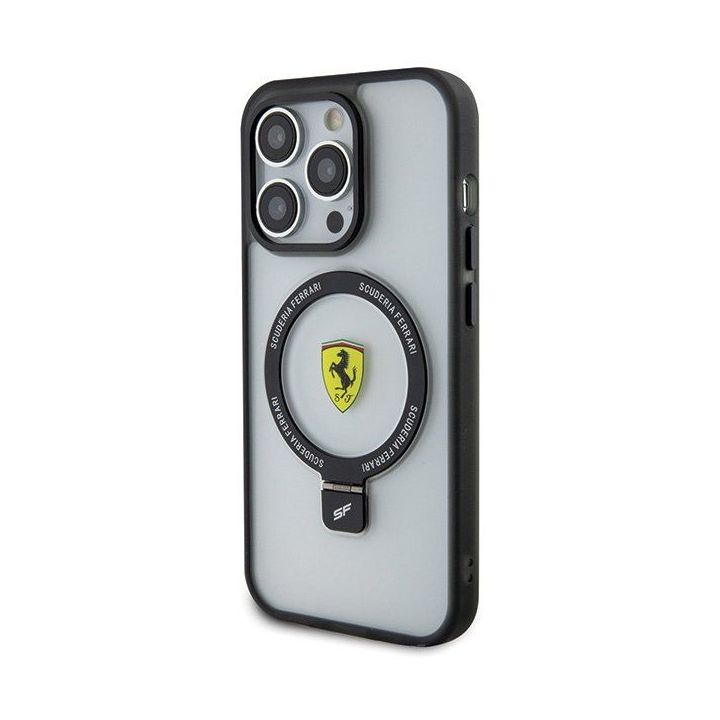 Ferrari Ring Stand 2023 Collection MagSafe dėklas iPhone 15 Pro - skaidrus