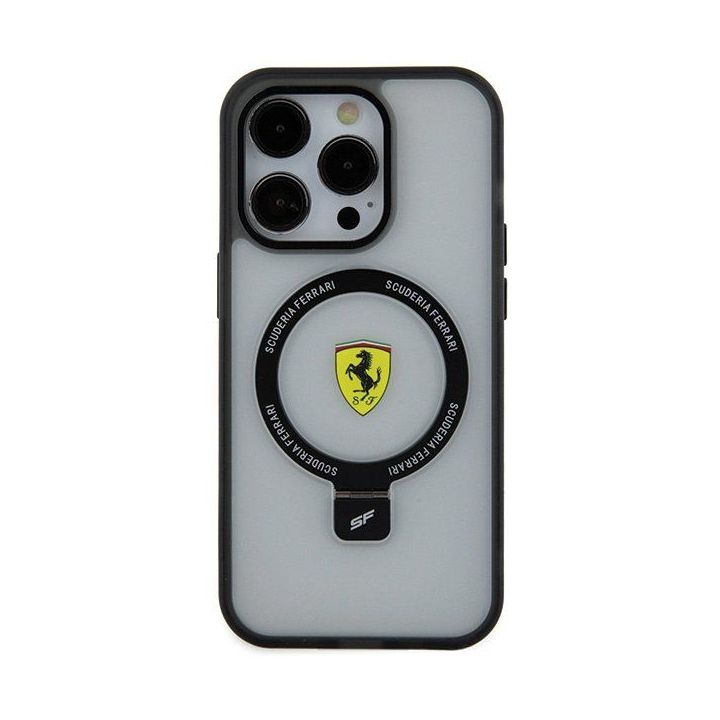 Ferrari Ring Stand 2023 Collection MagSafe dėklas iPhone 15 Pro - skaidrus