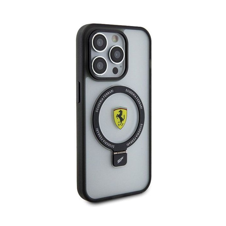Ferrari Ring Stand 2023 Collection MagSafe dėklas iPhone 15 Pro - skaidrus