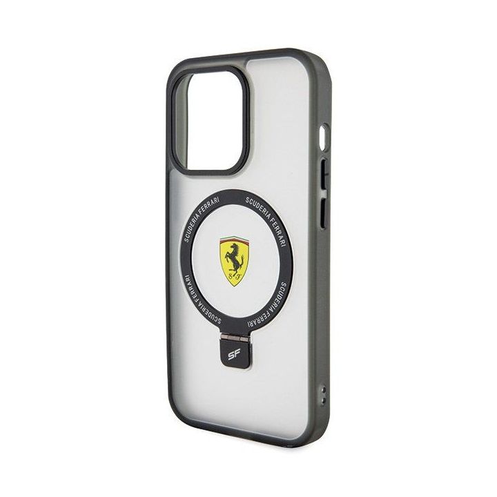 Ferrari Ring Stand 2023 Collection MagSafe dėklas iPhone 15 Pro - skaidrus