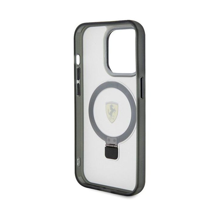 Ferrari Ring Stand 2023 Collection MagSafe dėklas iPhone 15 Pro - skaidrus