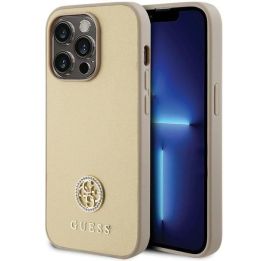 Dėklas Guess Strass Metal Logo do iPhone 15 Pro - aukso spalvos